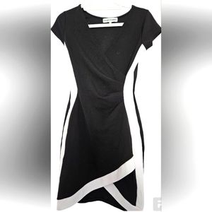 Black with White Trim M Almost Famous Mini Dress with Light Ruching